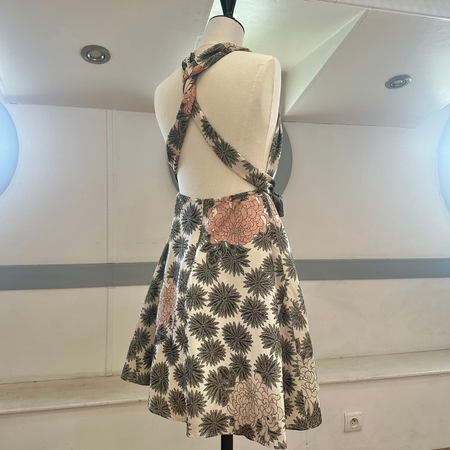 Silk Kimono dress, Komon 小紋, Handcrafted, Upcyced, Majorika