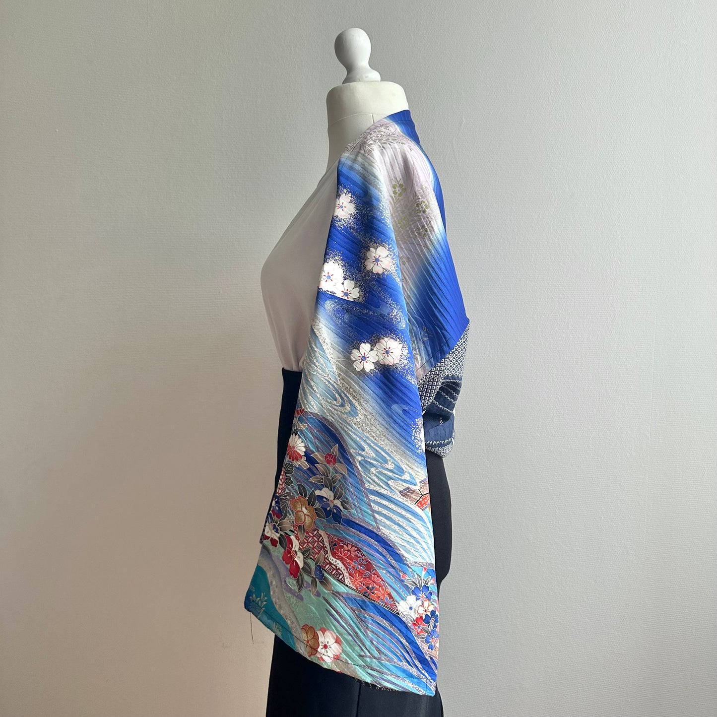 3 ways Silk Kimono scarf, Tax and Shipping fee included Handcrafted, Upcycled, #2128