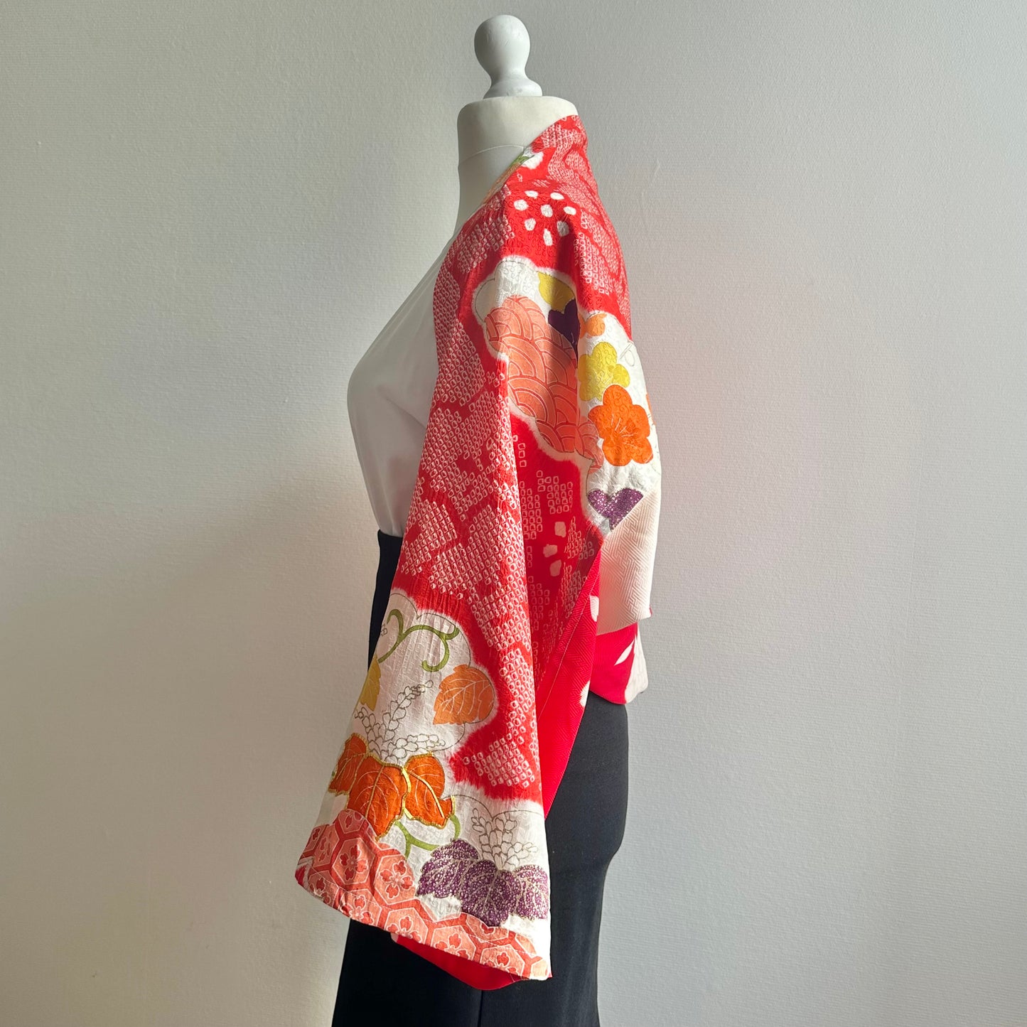 3 ways Silk Kimono scarf, Tax and Shipping fee included Handcrafted, Upcycled, #2129