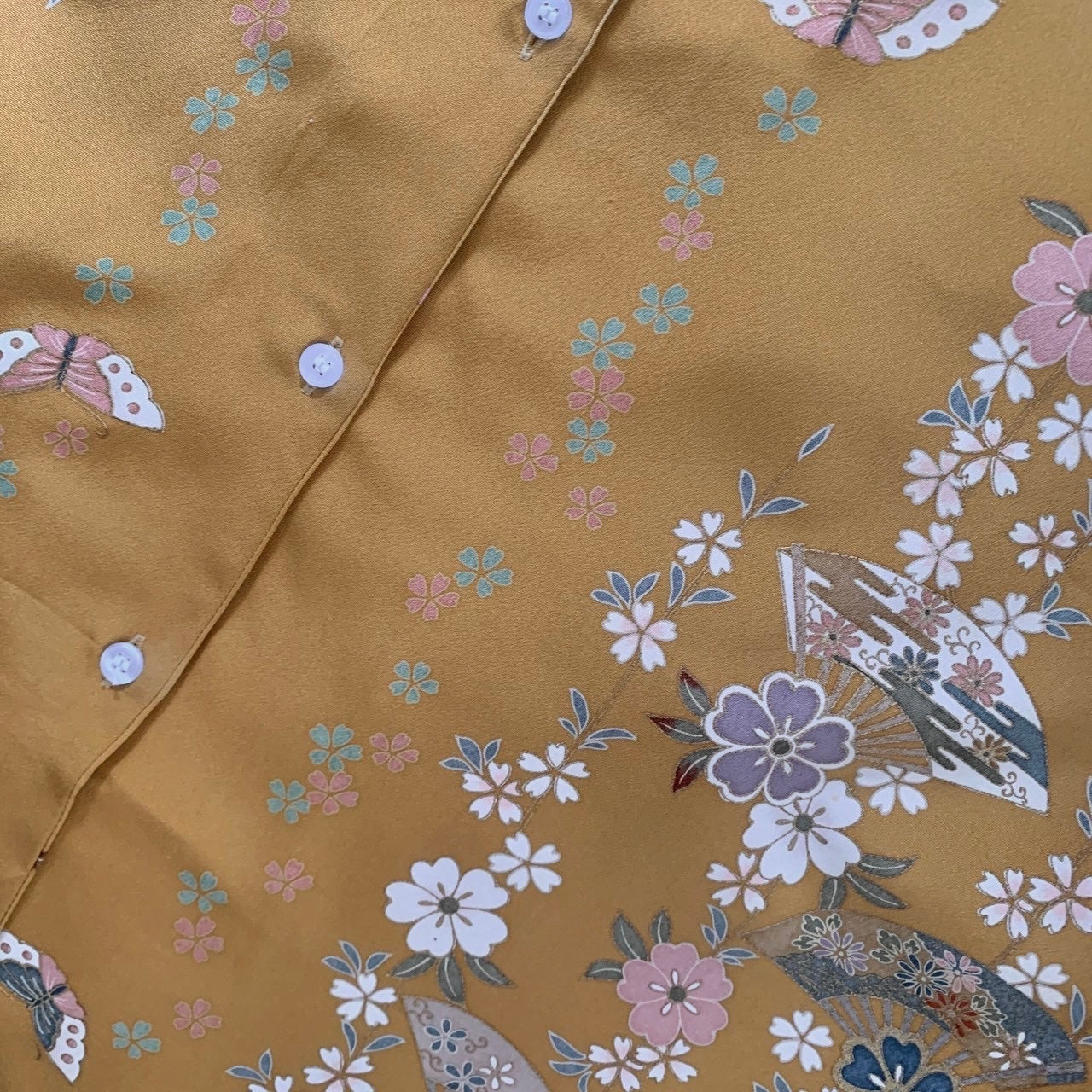 Unisex silk Kimono shirt, size M, upcycled