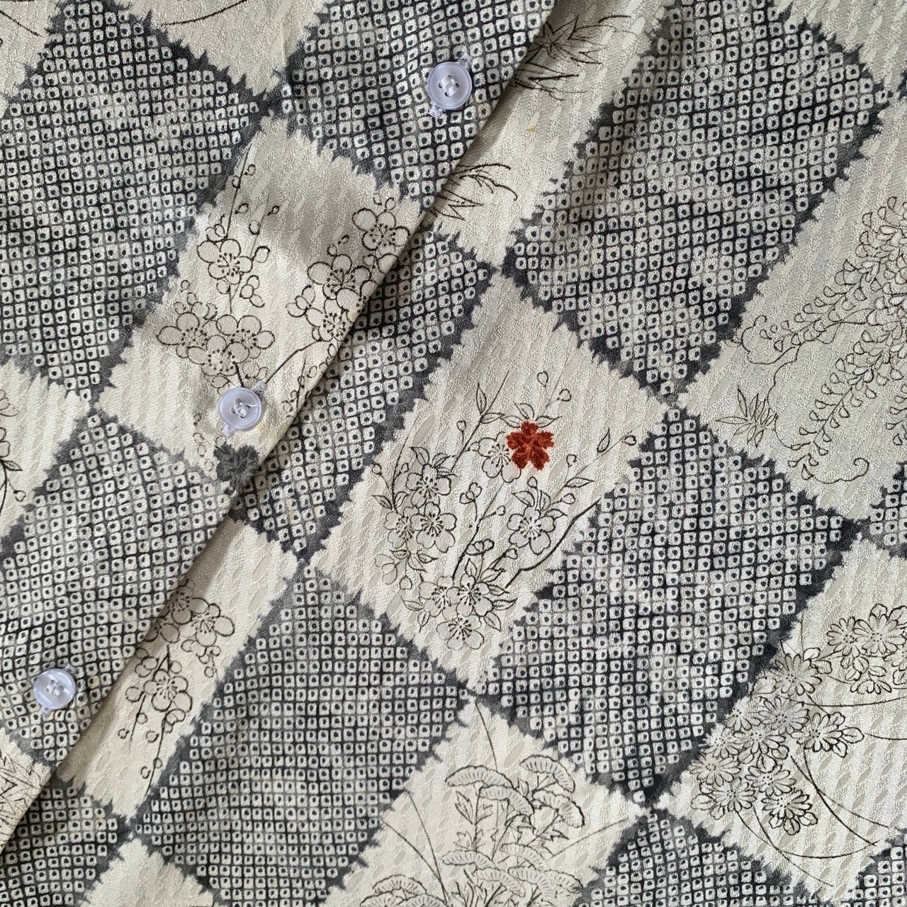 Unisex silk Kimono shirt, size M,upcycled