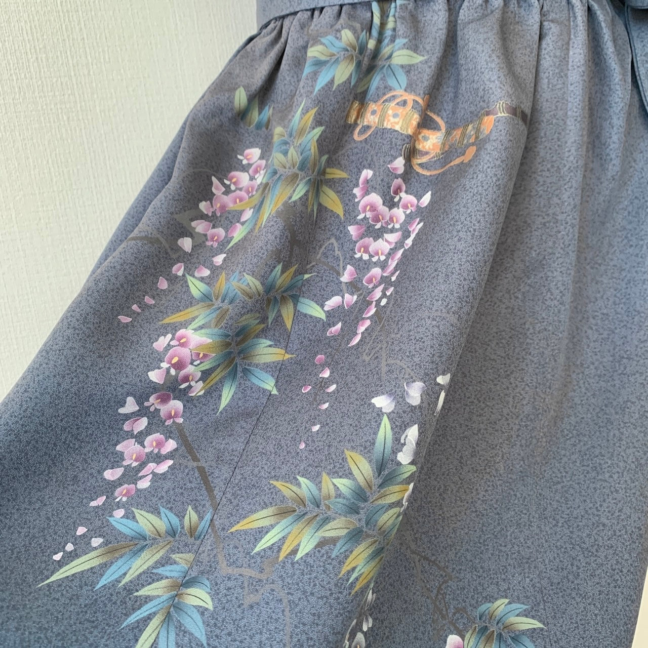 Kimono robe en soie, Houmongi, fabriquée à la main, recyclée, #pre28