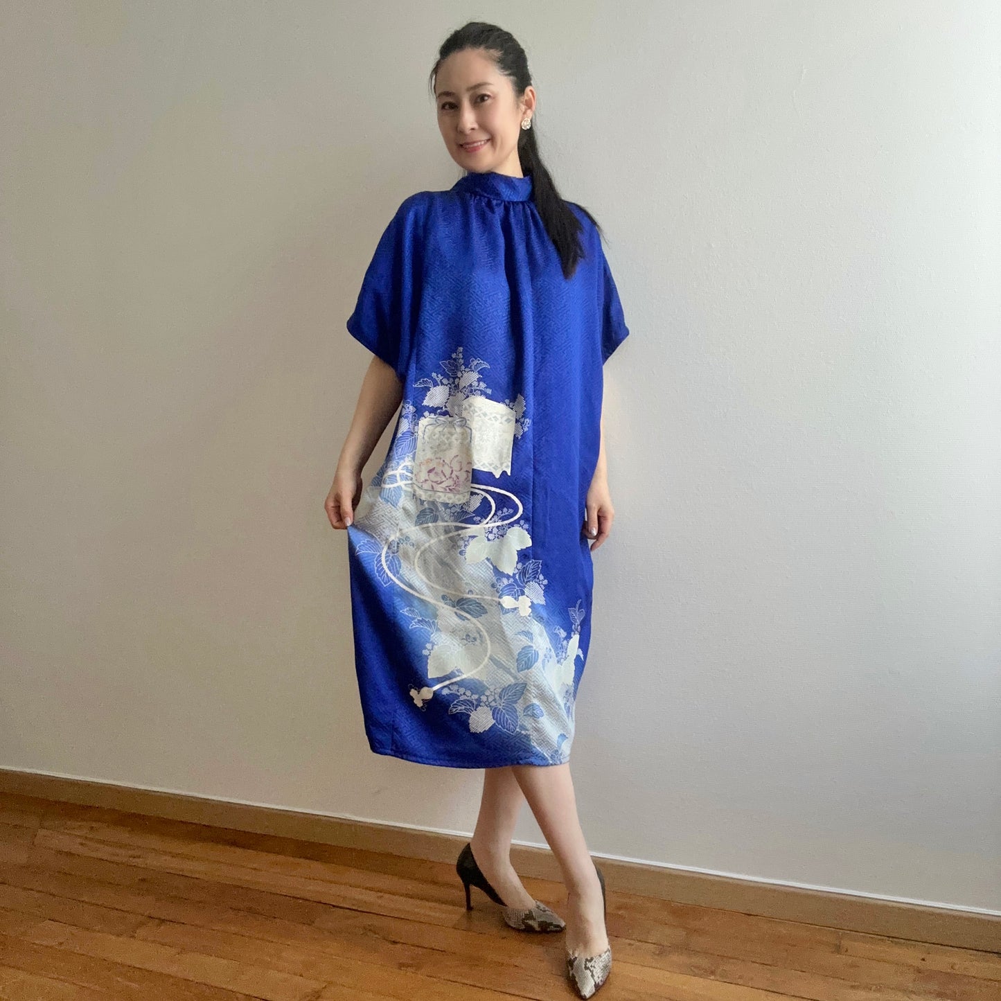 Kimono robe en soie, style Kaftan, taille unique, Houmongi 訪問着  #pre30