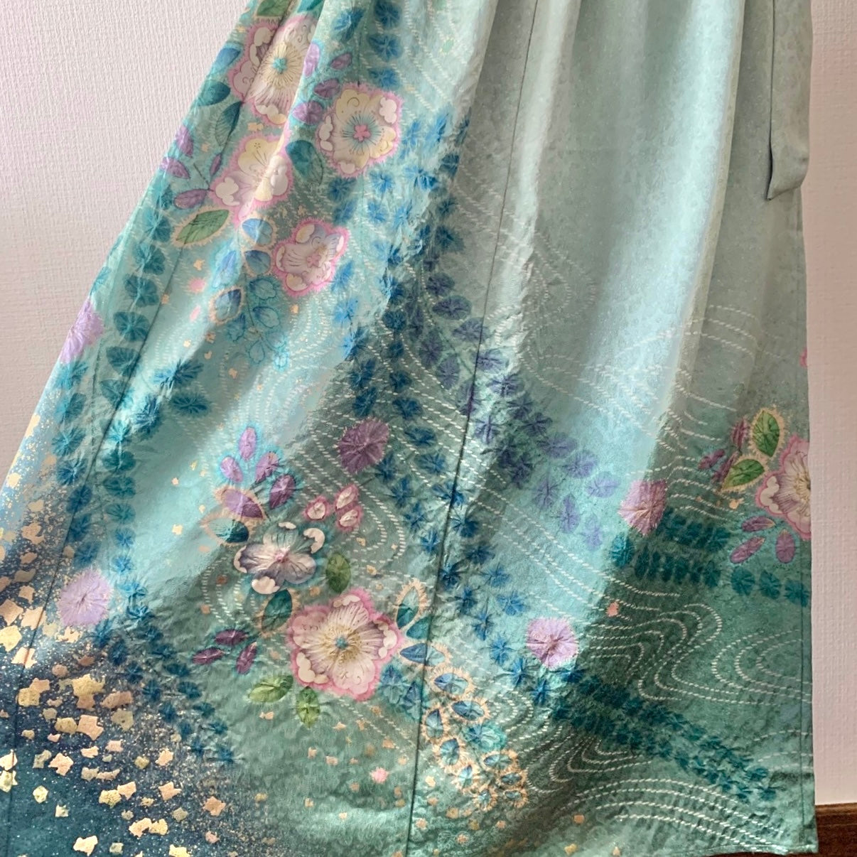 Silk Kimono dress, Houmongi訪問着, Handcrafted, Upcyced #pre28