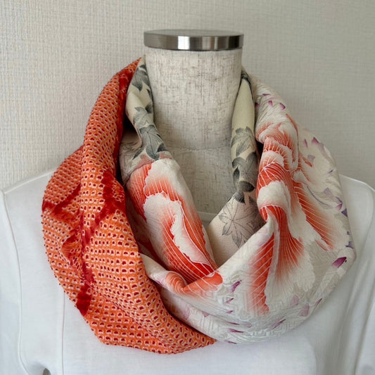 Infinity silk Kimono scarf, Handcrafted, Upcycled, #2049
