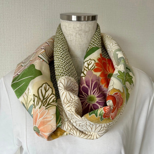 Infinity silk Kimono scarf, Handcrafted, Upcycled, #2047