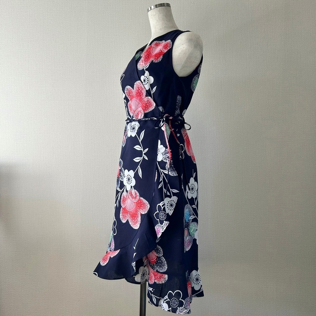 Cotton Kimono wrap dress, Yukata 浴衣, Handcrafted, Upcycled, #pre41