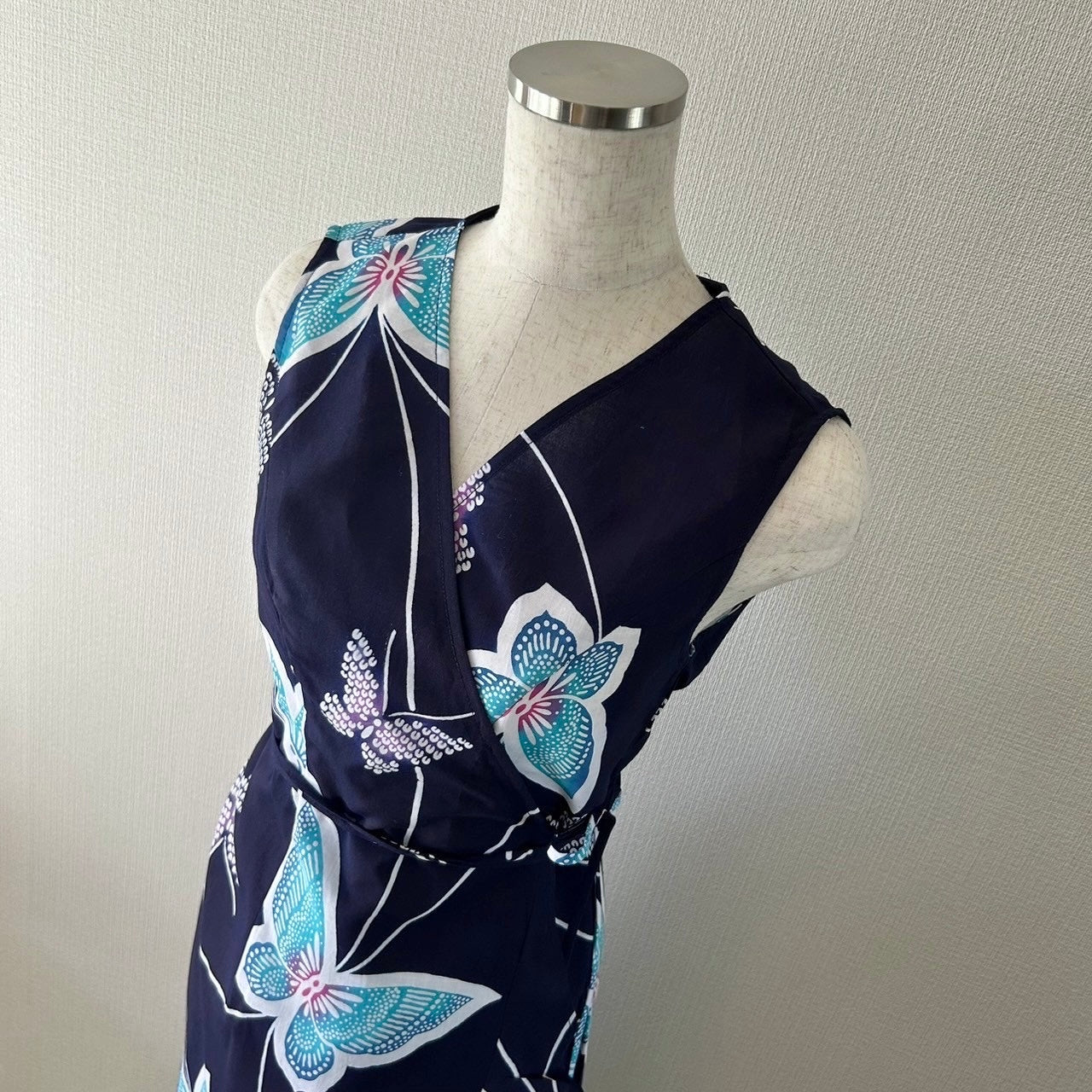 Cotton Kimono wrap dress, Yukata 浴衣, Handcrafted, Upcycled, #pre38