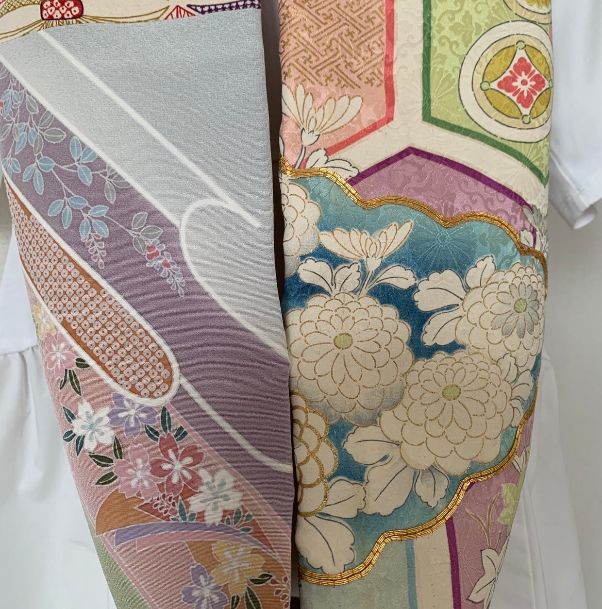 Infinity silk Kimono scarf, Furisode, Houmongi, Komon, Handcrafted, Upcycled, #2028