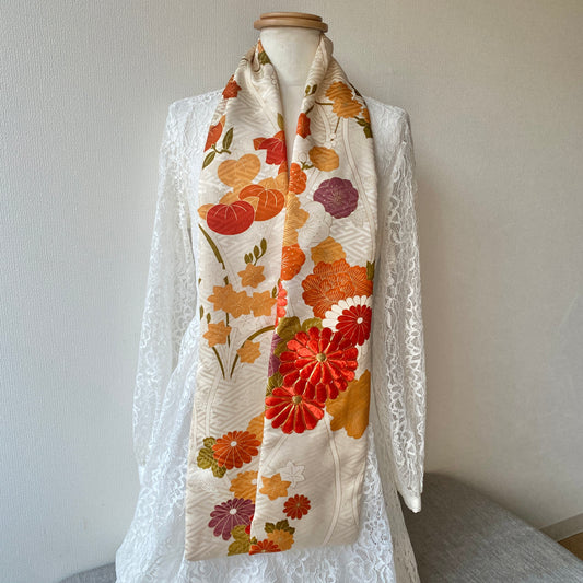 Écharpe kimono infinie en soie, fabriquée à la main, recyclée, #2014