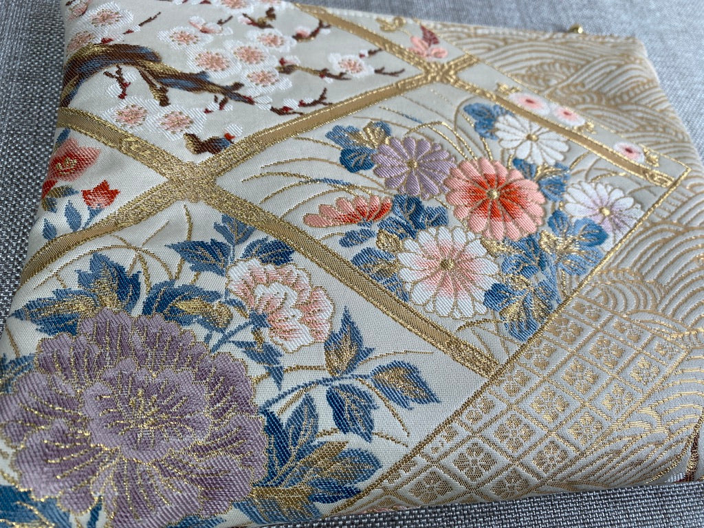 Flat Silk Obi pouch, Medium size, Handcrafted, Upcycled