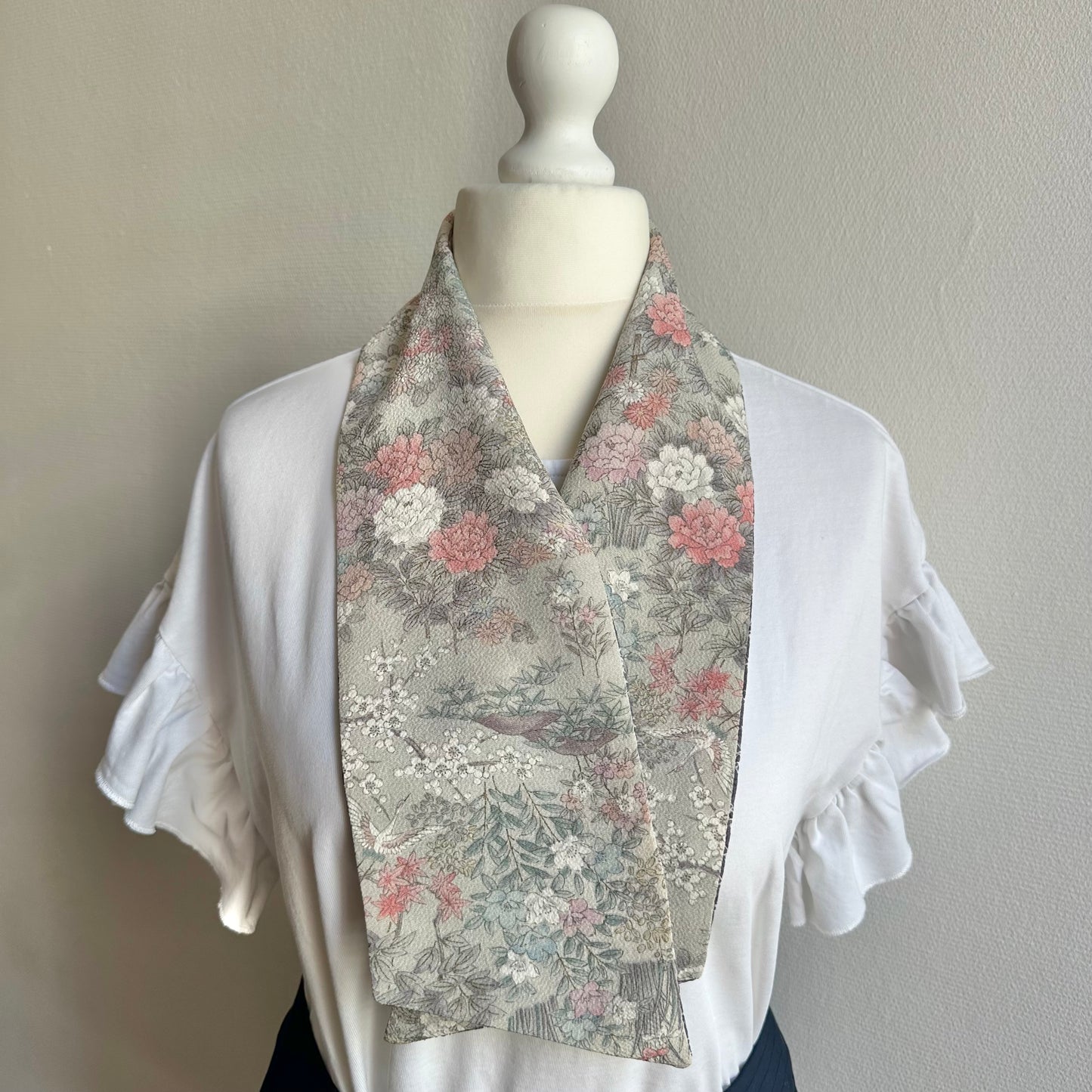 Mini Silk Kimono scarf, Handcrafted, Upcycled, #2126