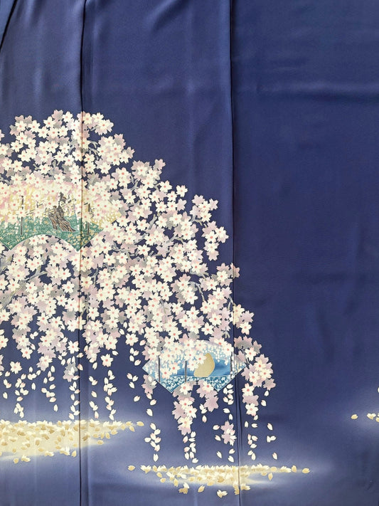 Kimono fabric for custom dress order #187, hand painted