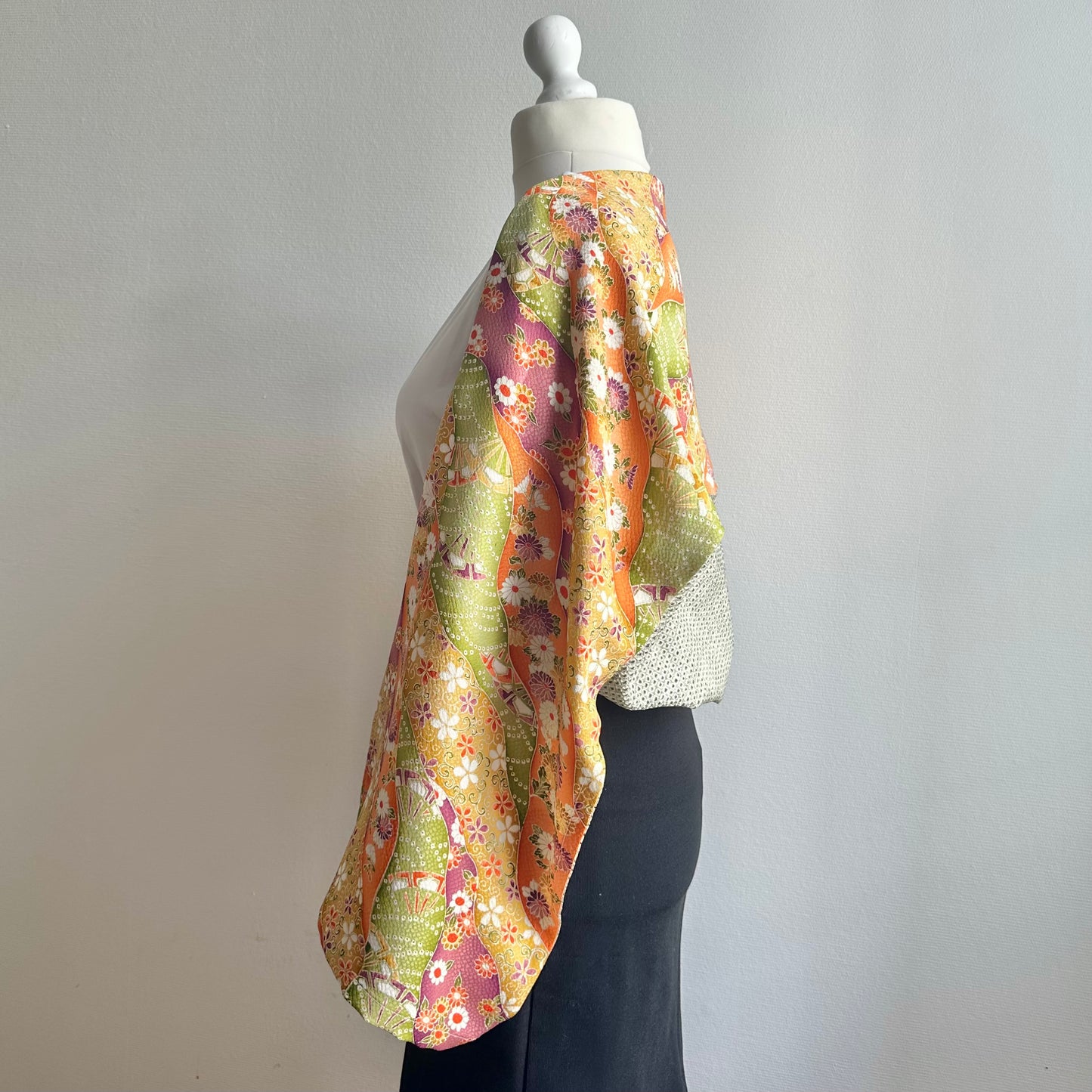 3 ways Silk Kimono scarf, Tax and Shipping fee included Handcrafted, Upcycled, #2131