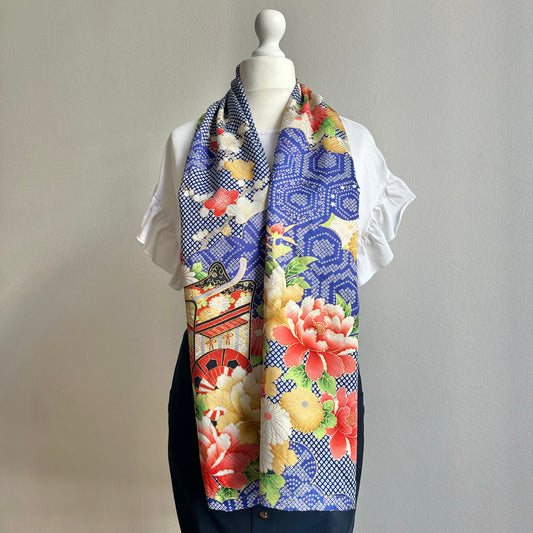 3 ways Silk Kimono scarf, Tax and Shipping fee included Handcrafted, Upcycled, #2121