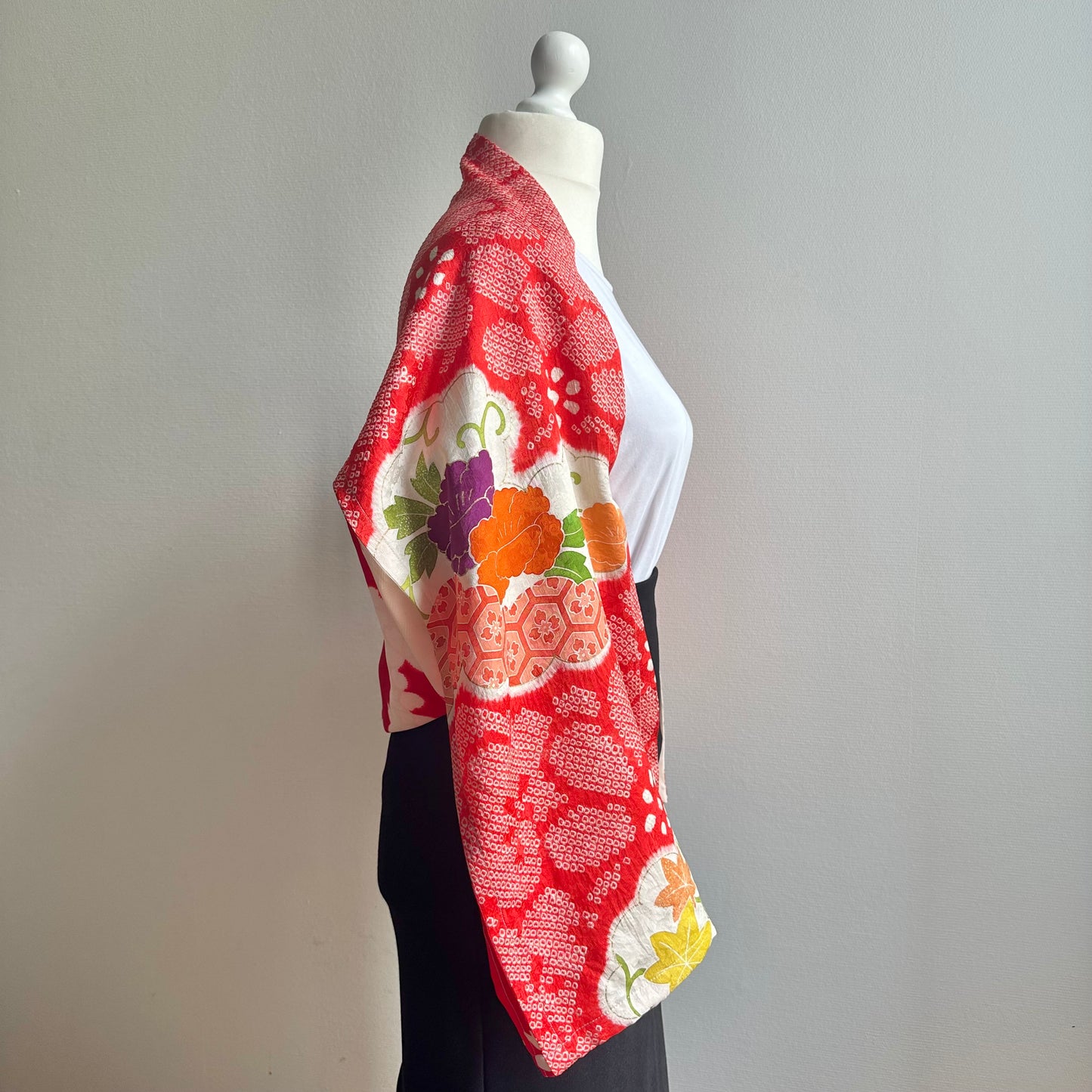 3 ways Silk Kimono scarf, Tax and Shipping fee included Handcrafted, Upcycled, #2129