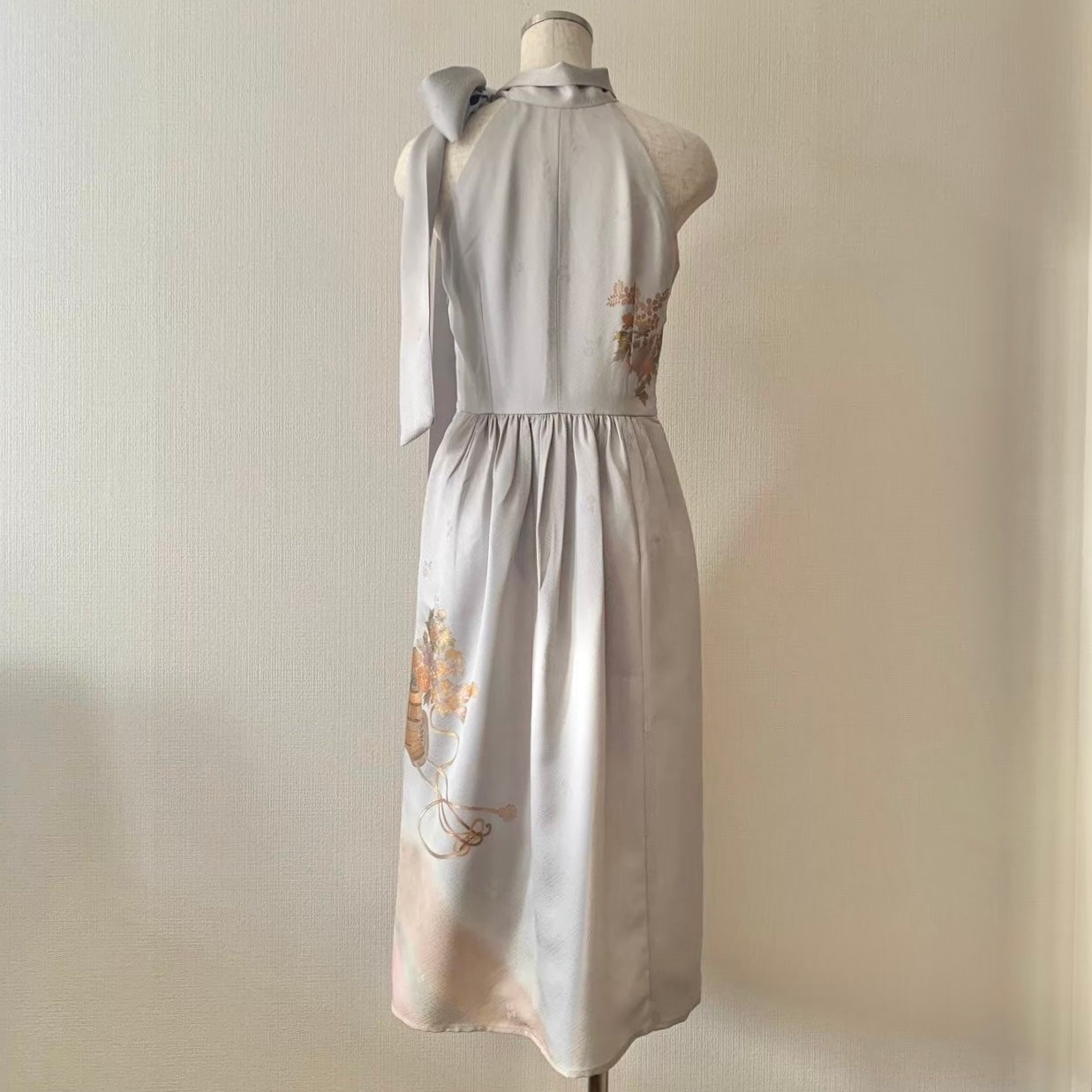 Silk Kimono dress, Houmongi 訪問着, hand crafted, Upcycled, #pre67