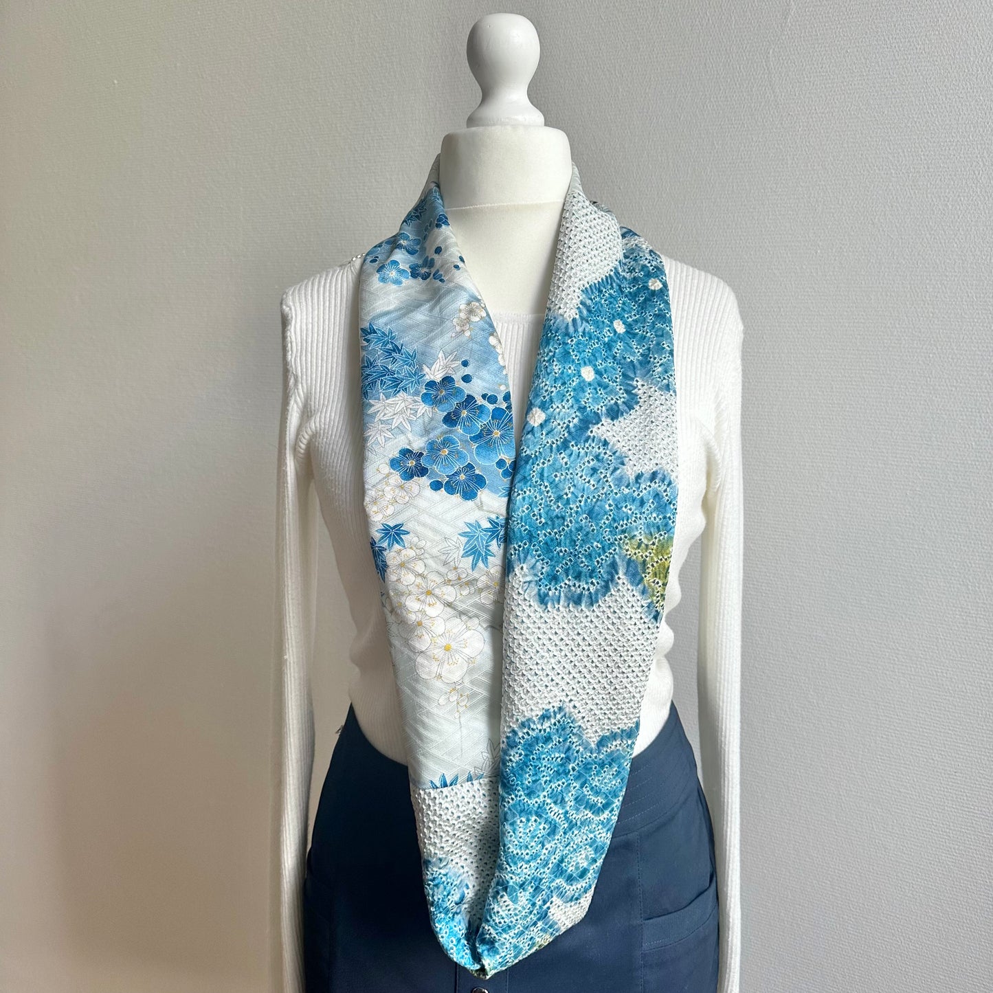 Infinity silk Kimono scarf, Handcrafted, Upcycled, #2083