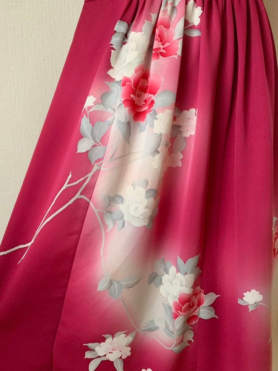 Silk Kimono dress, Houmongi 訪問着, hand crafted, Upcycled, #pre71