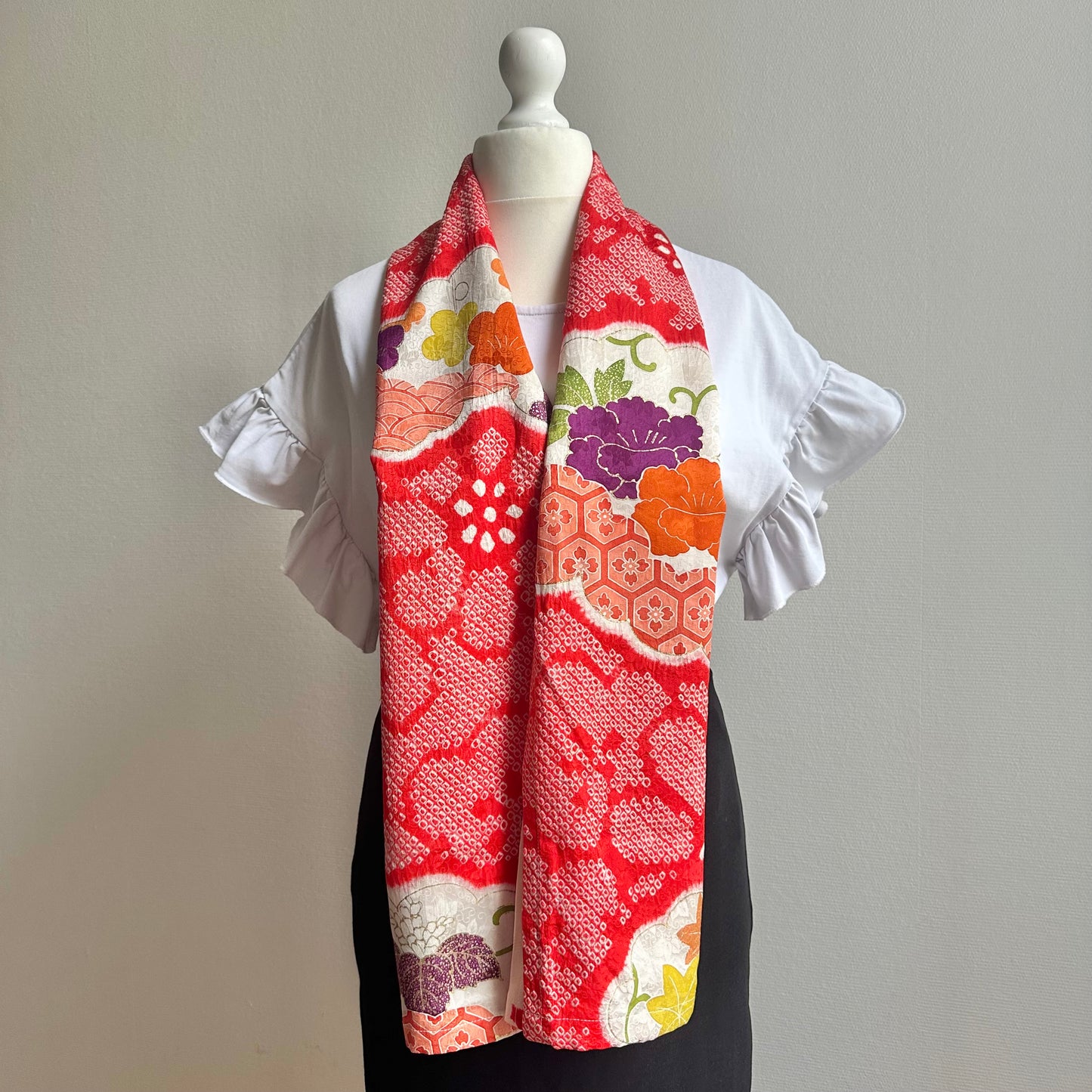 3 ways Silk Kimono scarf, Tax and Shipping fee included Handcrafted, Upcycled, #2129