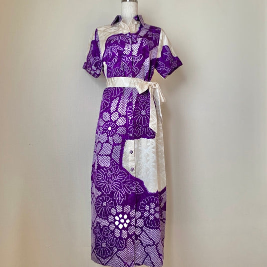 Silk Kimono dress,  Furisode 振袖, hand crafted, Upcycled, #pre74