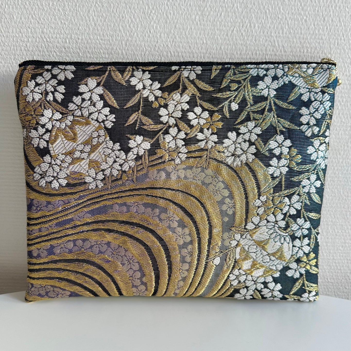 Free shipping,TAX included, Flat silk Obi pouch, Medium size, Handcrafted, Upcycled, #3020