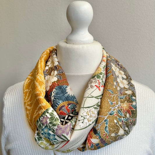 Infinity silk Kimono scarf, Handcrafted, Upcycled, #2069