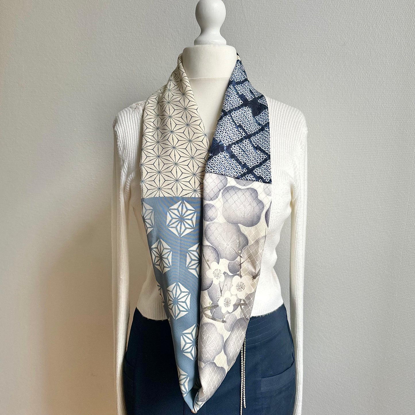 Infinity silk Kimono scarf, Handcrafted, Upcycled, free shipping, tax included #2115