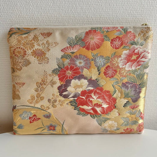 Flat silk Obi pouch, Medium size, Handcrafted, Upcycled, #3024