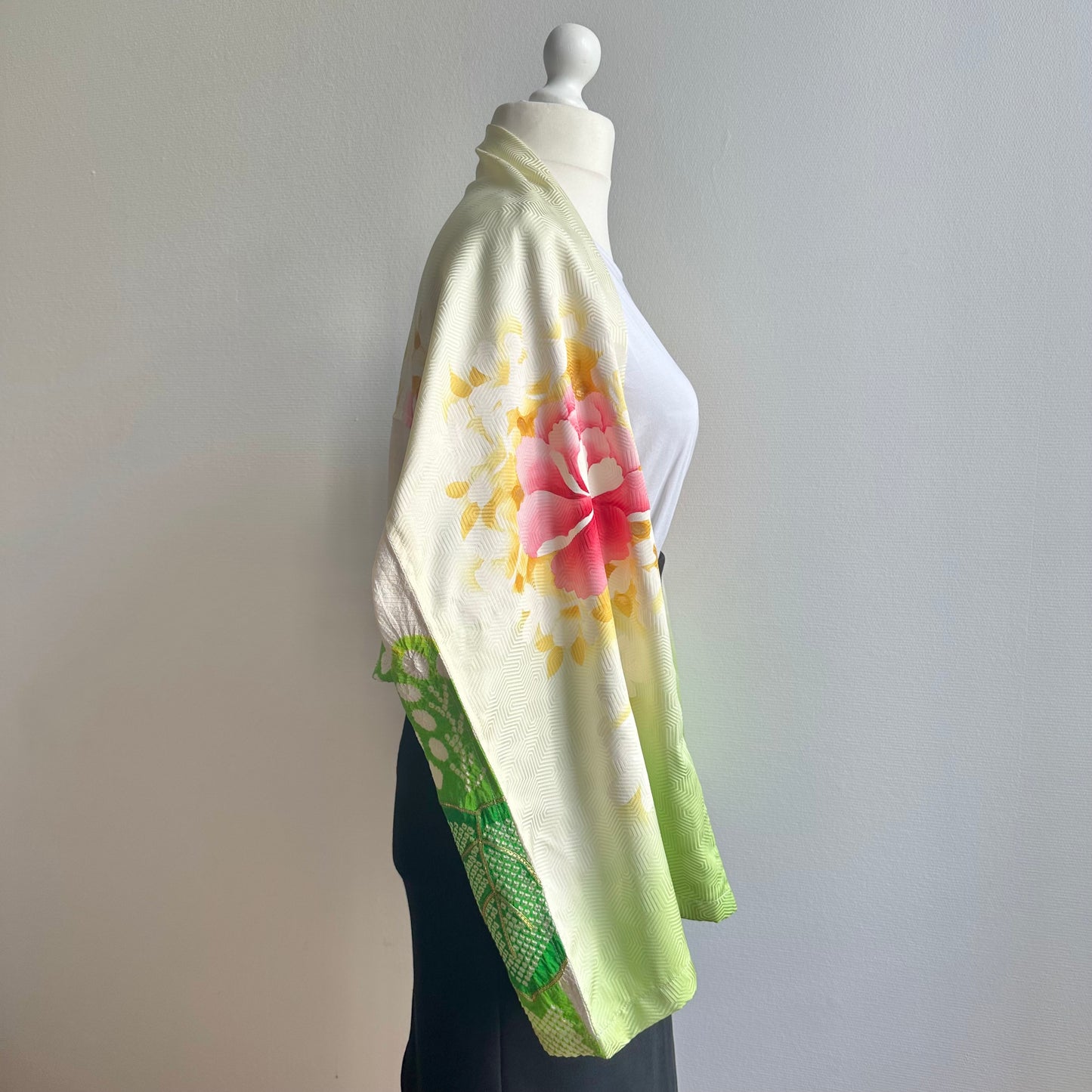 3 ways Silk Kimono scarf, Tax and Shipping fee included Handcrafted, Upcycled, #2130