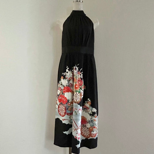 Kimono robe en soie, Tomesode, fabriquée à la main, upcyclée, #pre34