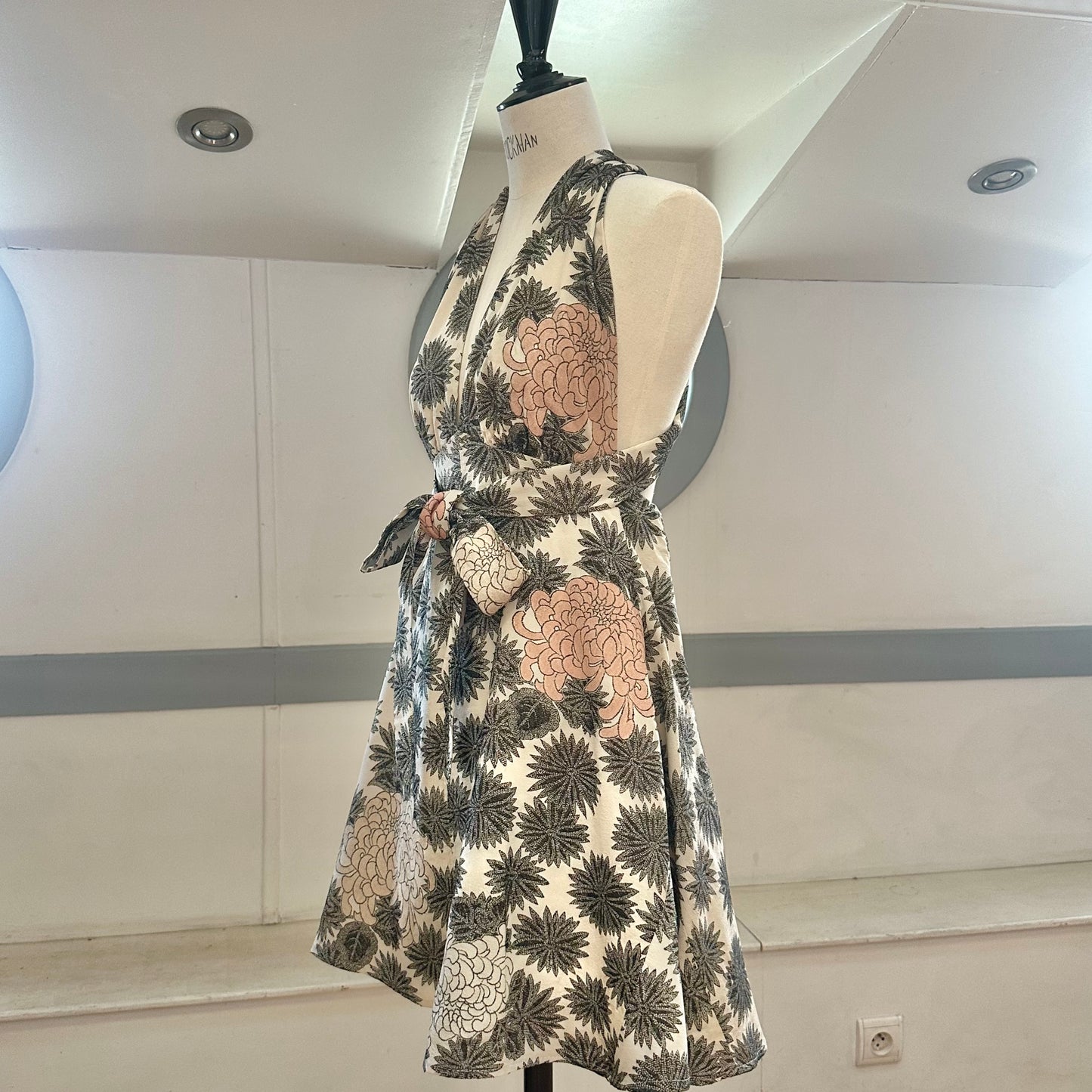 Silk Kimono dress, Komon 小紋, Handcrafted, Upcyced, Majorika