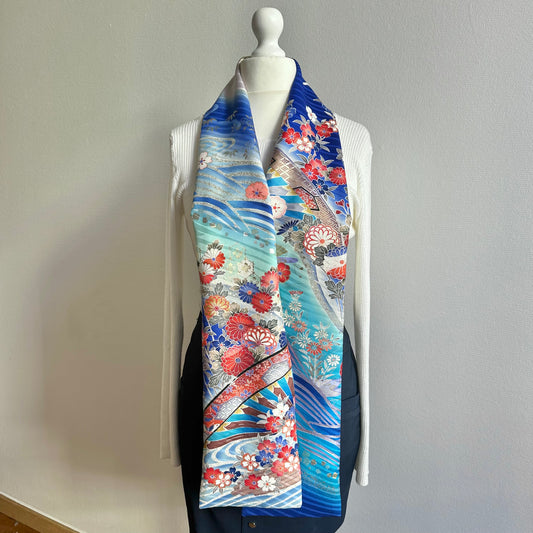 Silk Kimono scarf, Handcrafted, Upcycled, #2086