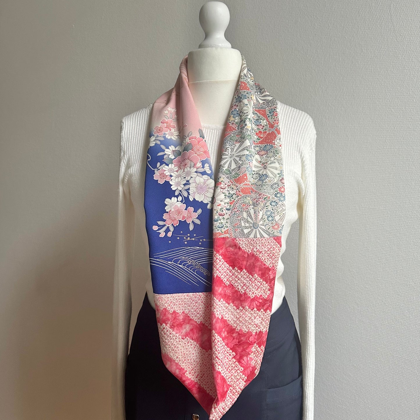 Infinity silk Kimono scarf, Handcrafted, Upcycled, #2081