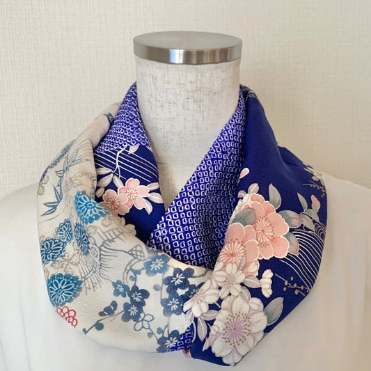 Infinity silk Kimono scarf, Handcrafted, Upcycled, free shipping, tax included #2102