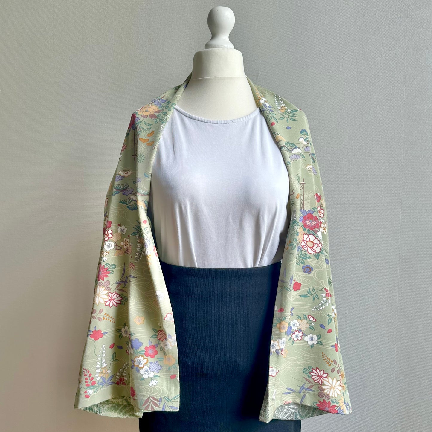 3 ways Silk Kimono scarf, Tax and Shipping fee included Handcrafted, Upcycled, #2132