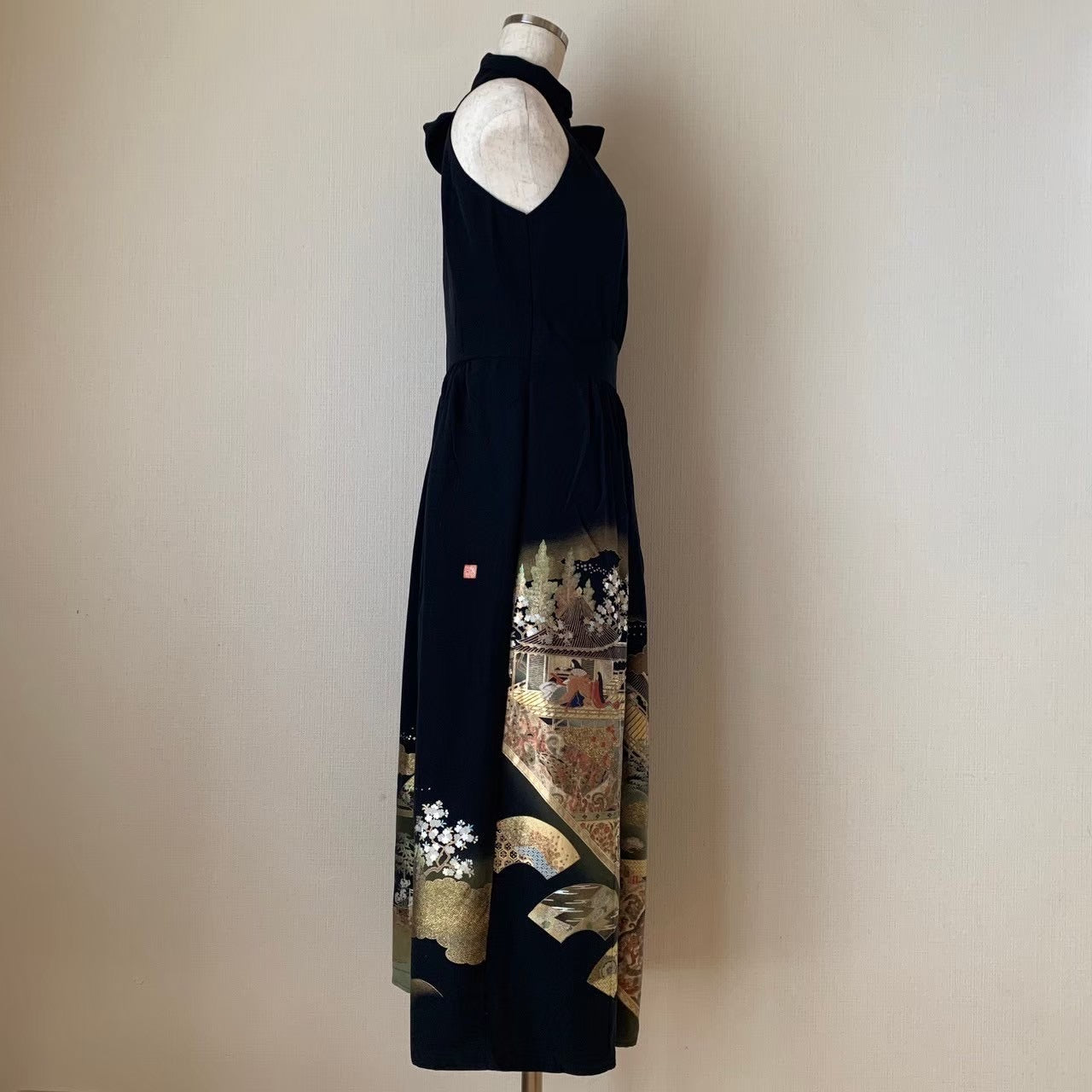 Silk Kimono dress, Tomesode 留袖, hand crafted, Upcycled, #pre68