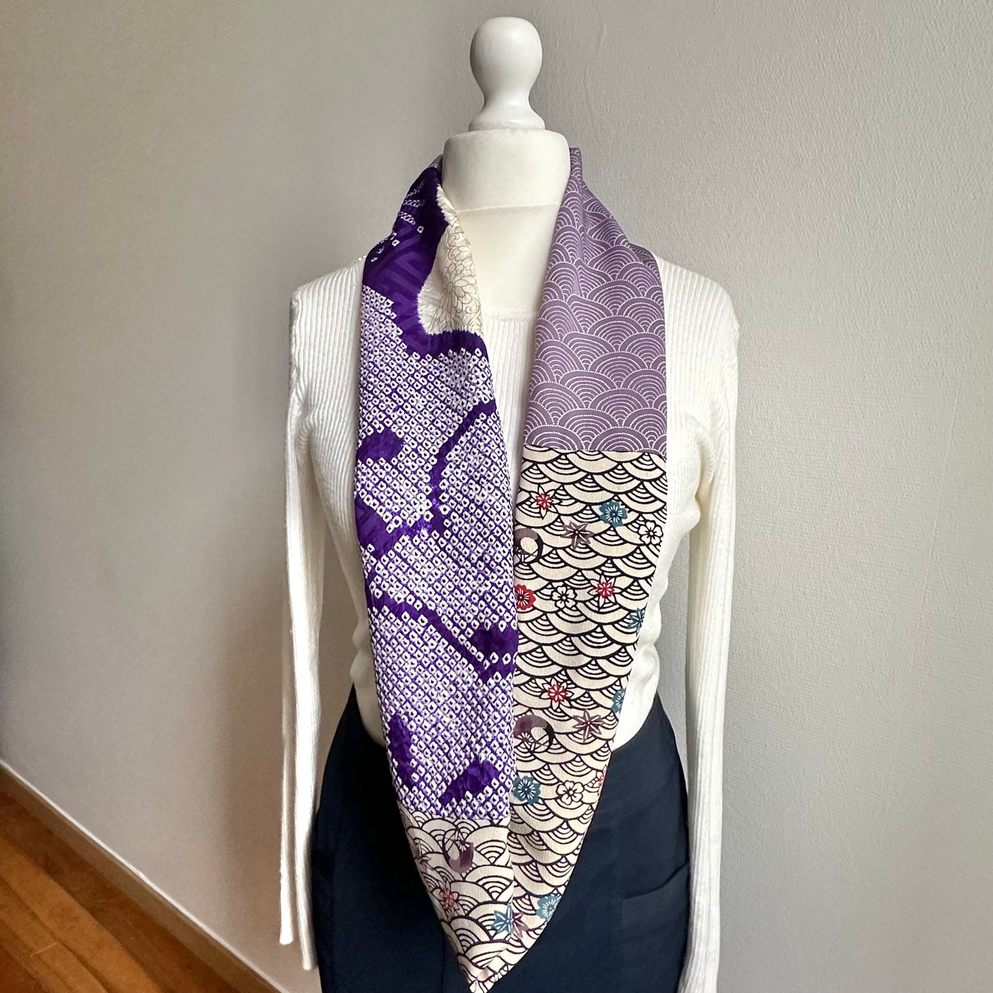 Infinity silk Kimono scarf, Handcrafted, Upcycled, #2077