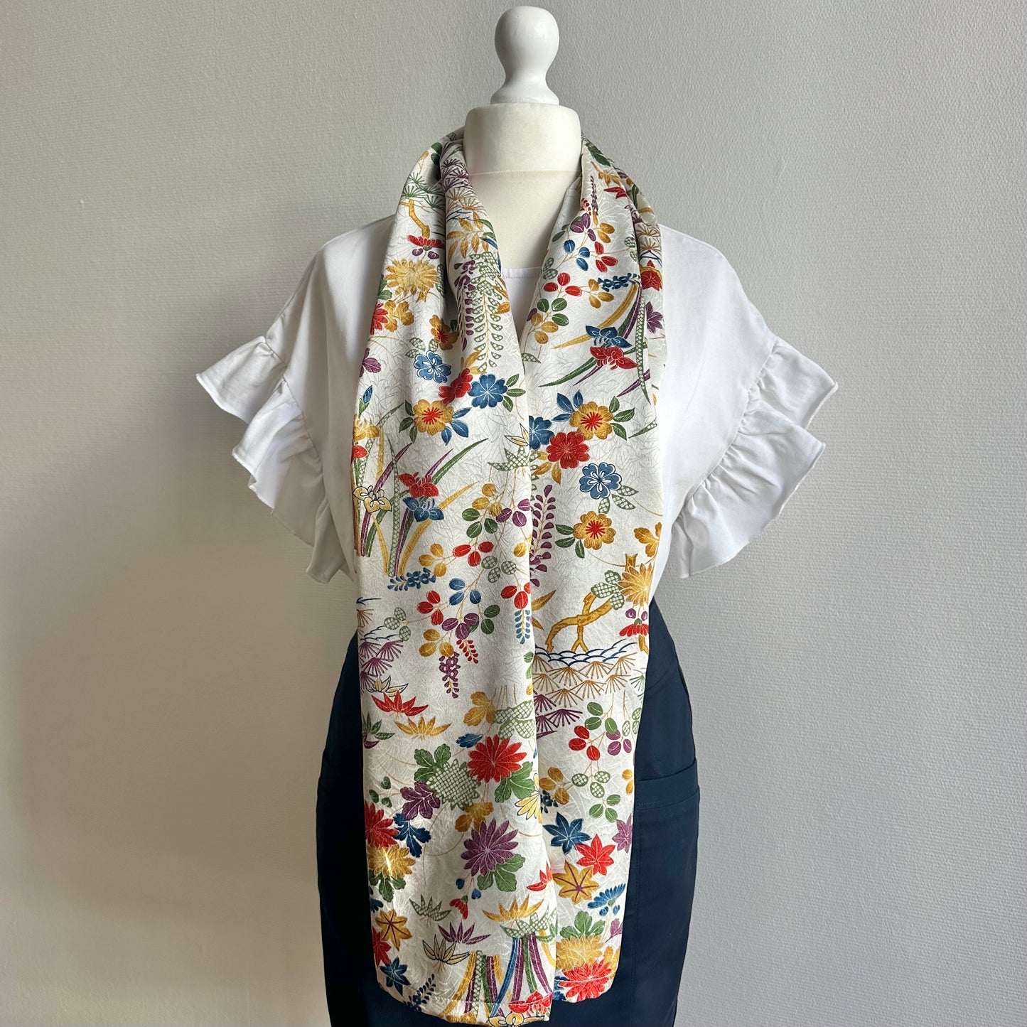 3 ways Silk Kimono scarf, Tax and Shipping fee included Handcrafted, Upcycled, #2118