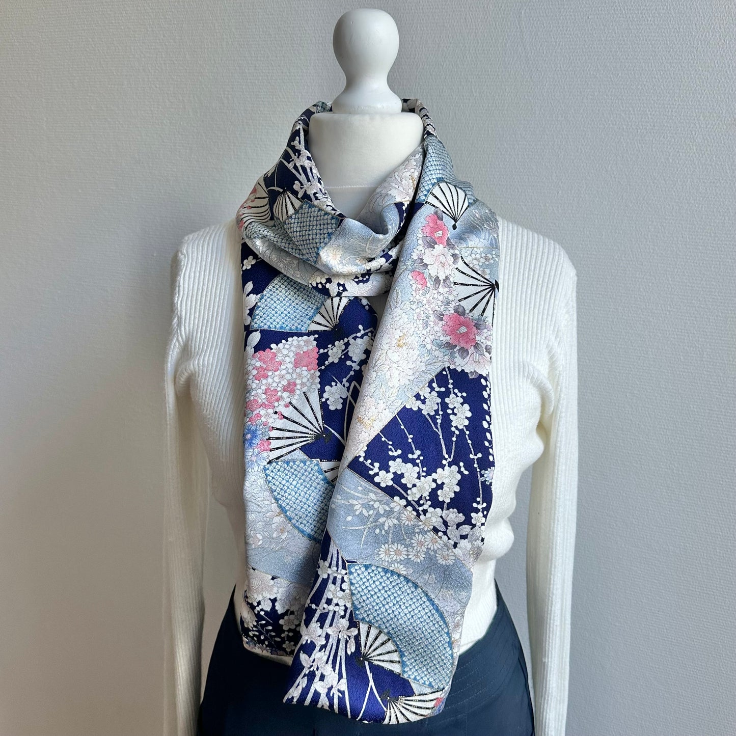 Silk Kimono scarf, Handcrafted, Upcycled, #2068