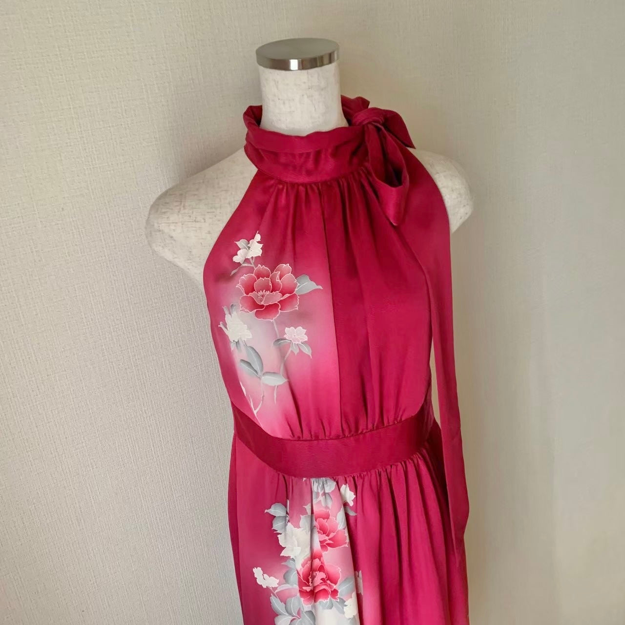 Silk Kimono dress, Houmongi 訪問着, hand crafted, Upcycled, #pre71