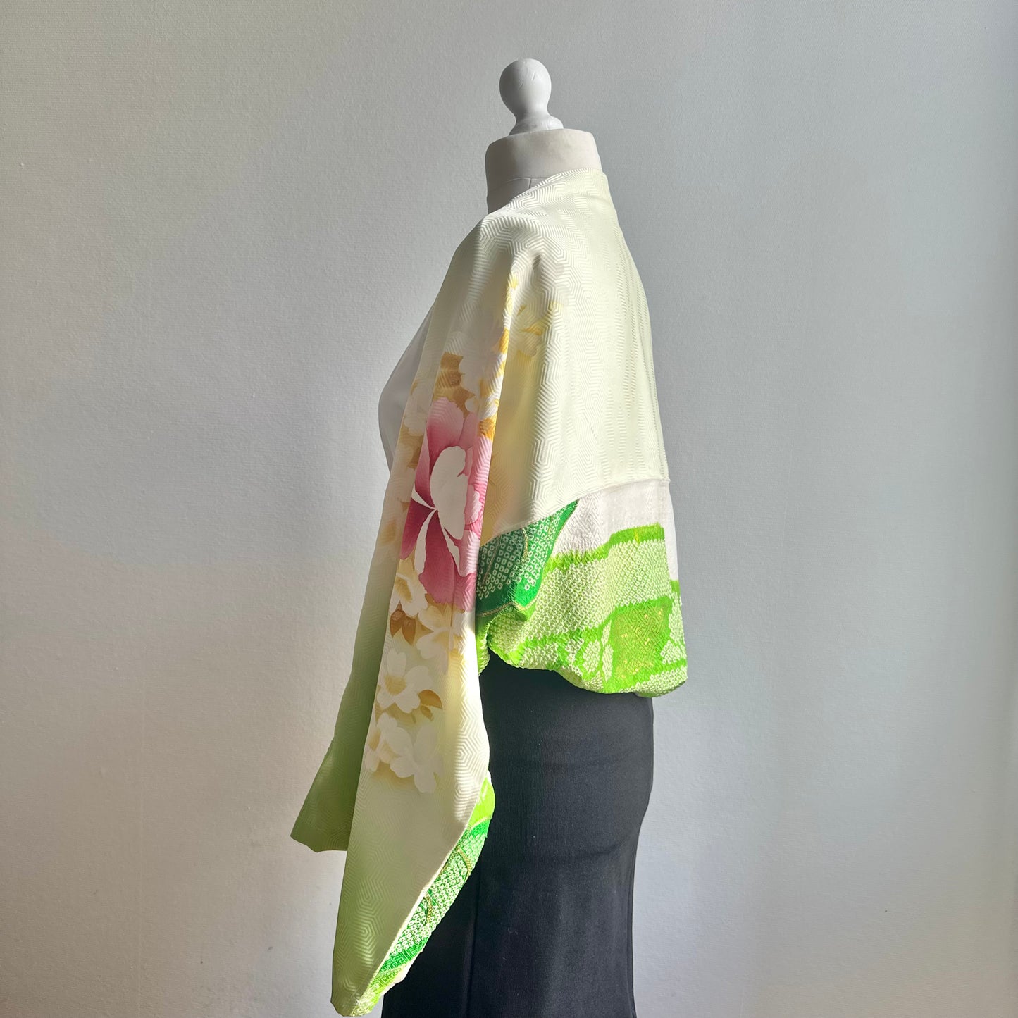 3 ways Silk Kimono scarf, Tax and Shipping fee included Handcrafted, Upcycled, #2130