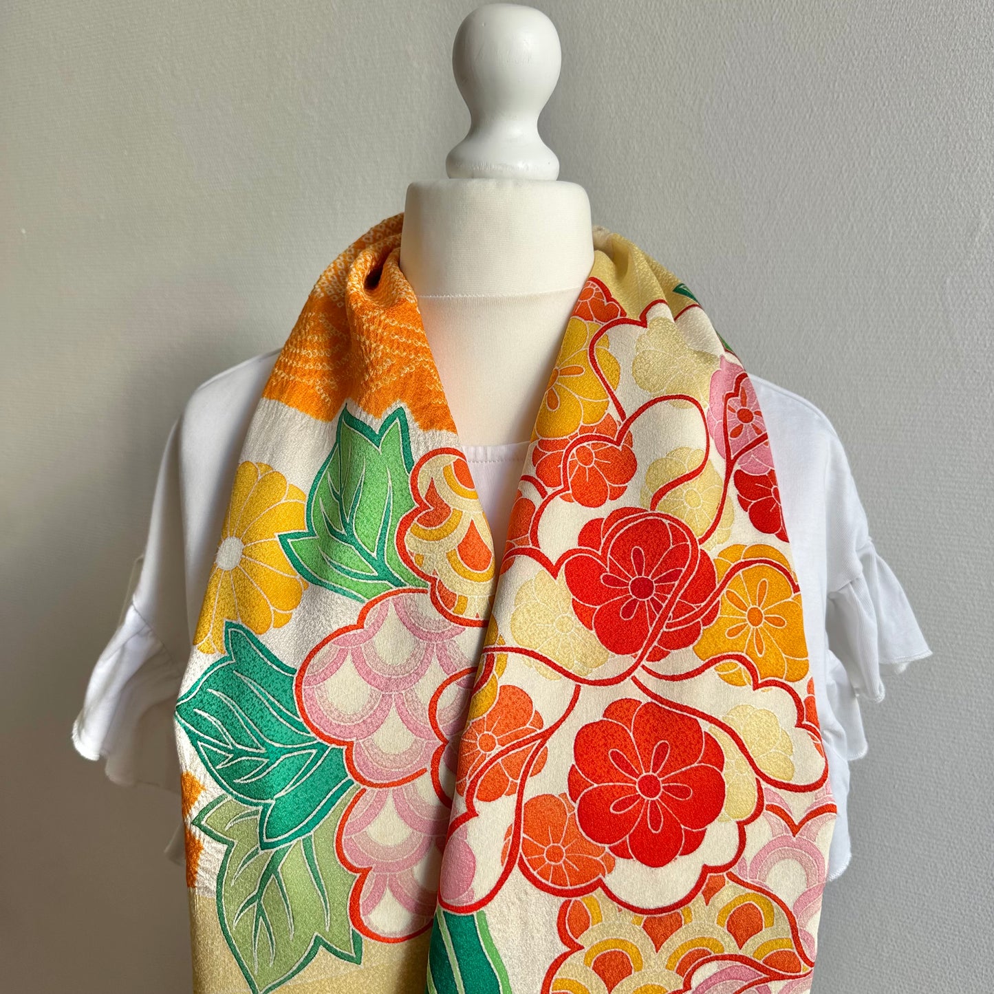 3 ways Silk Kimono scarf, Tax and Shipping fee included Handcrafted, Upcycled, #2117