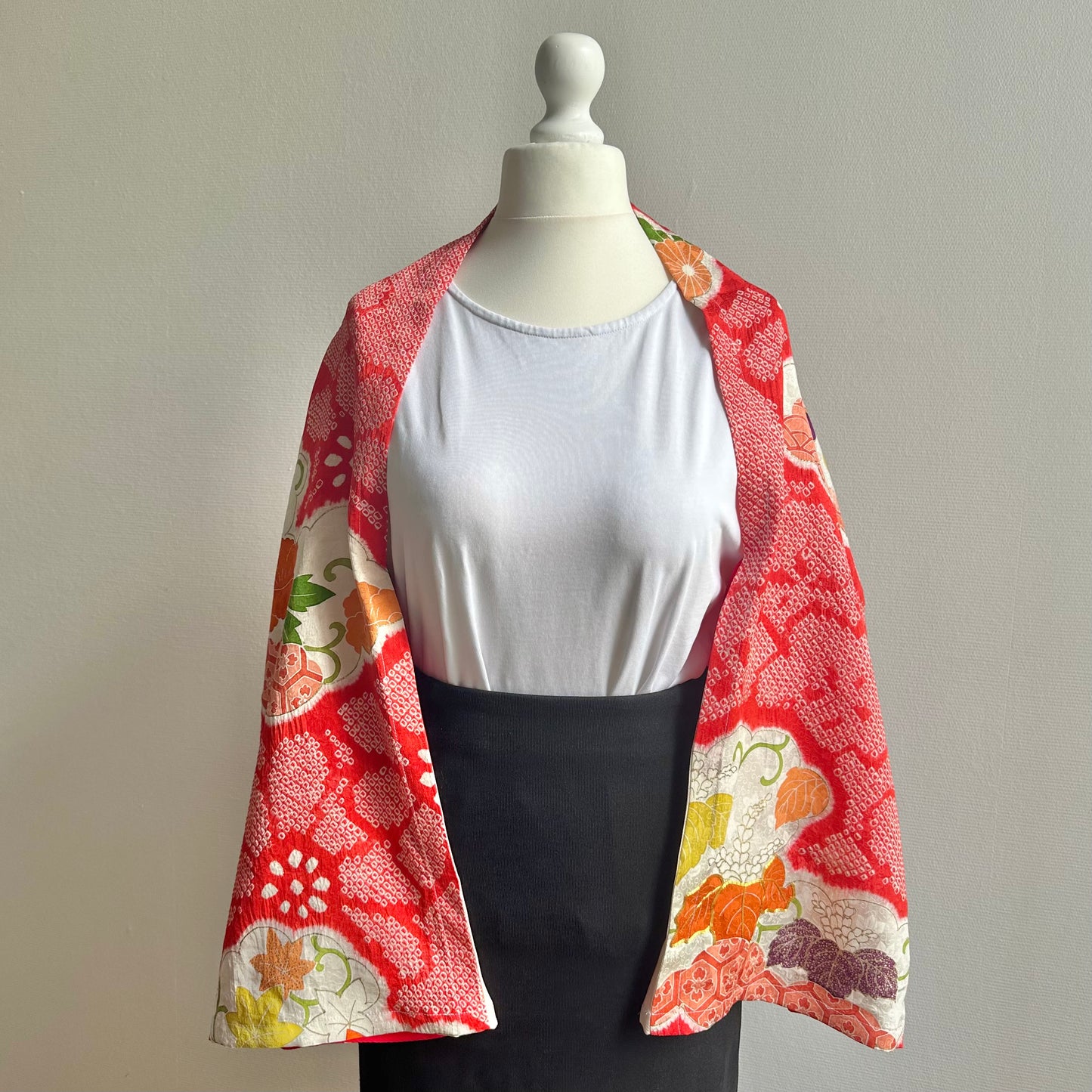 3 ways Silk Kimono scarf, Tax and Shipping fee included Handcrafted, Upcycled, #2129