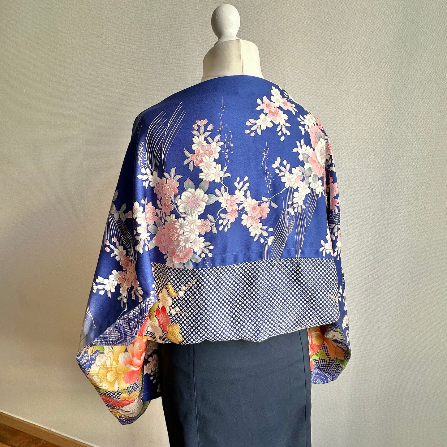 3 ways Silk Kimono scarf, Tax and Shipping fee included Handcrafted, Upcycled, #2121