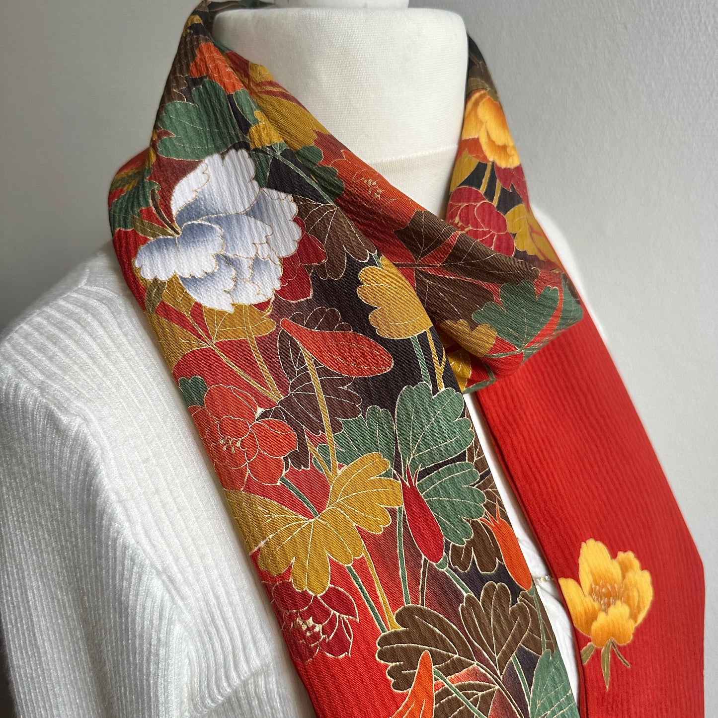 Silk Kimono scarf, Handcrafted, Upcycled, #2080