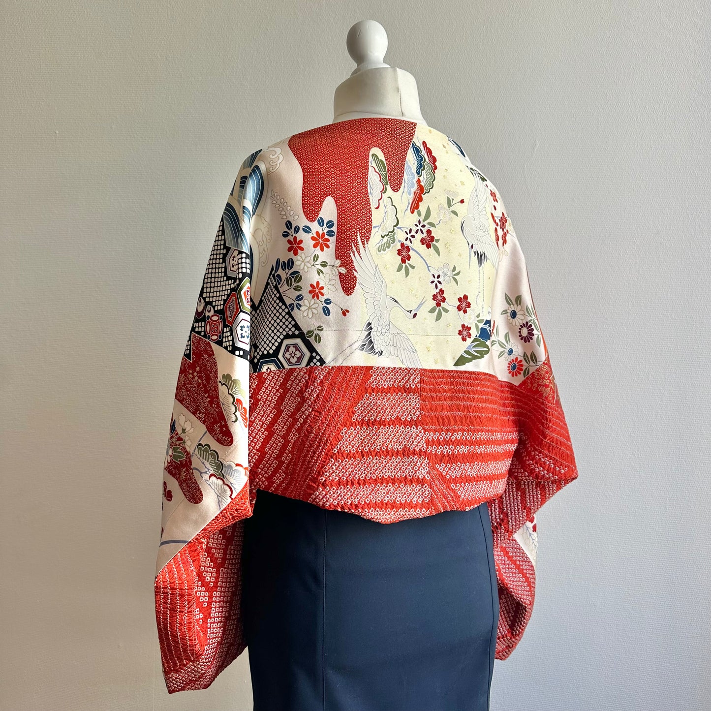 3 ways Silk Kimono scarf, Tax and Shipping fee included Handcrafted, Upcycled, #2122