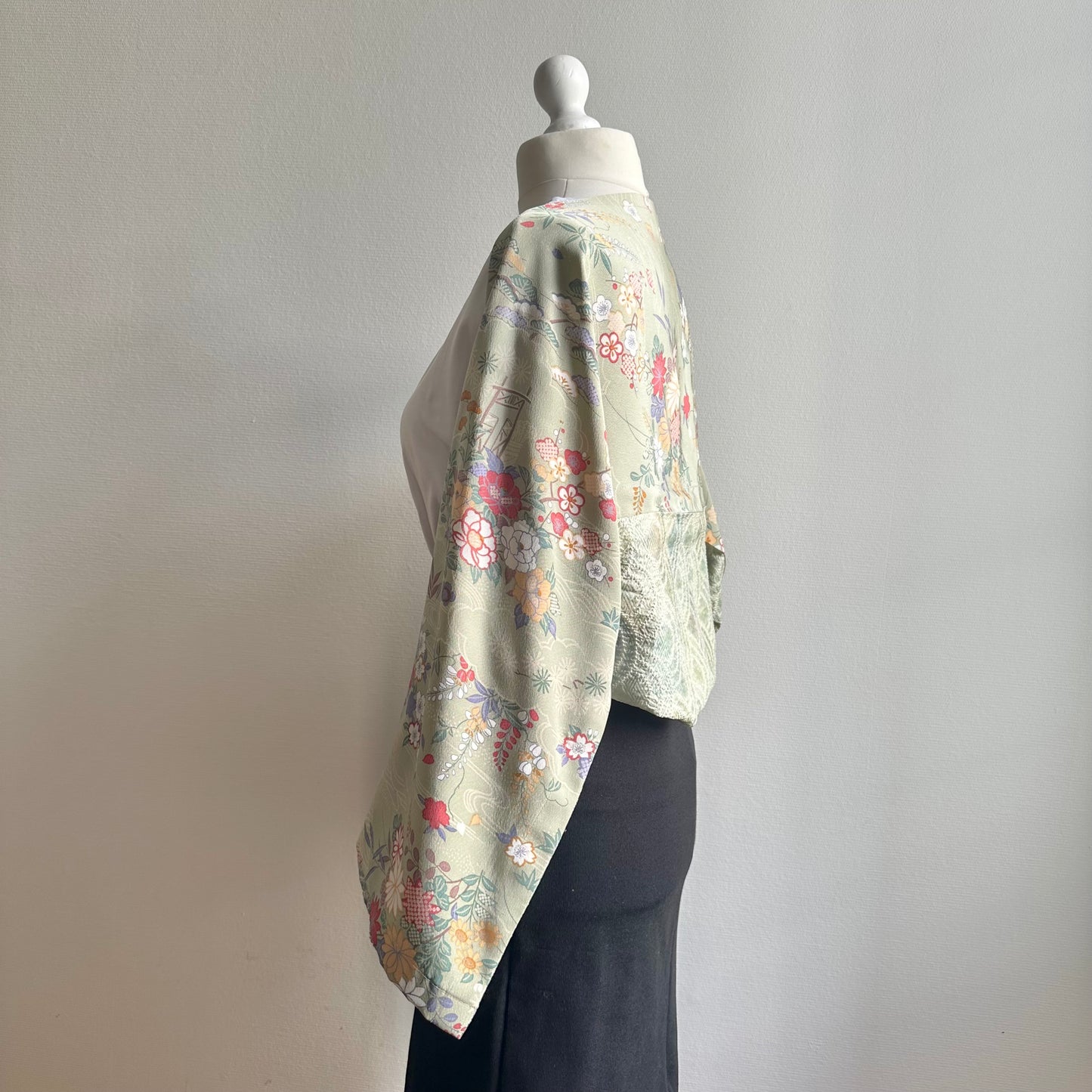 3 ways Silk Kimono scarf, Tax and Shipping fee included Handcrafted, Upcycled, #2132