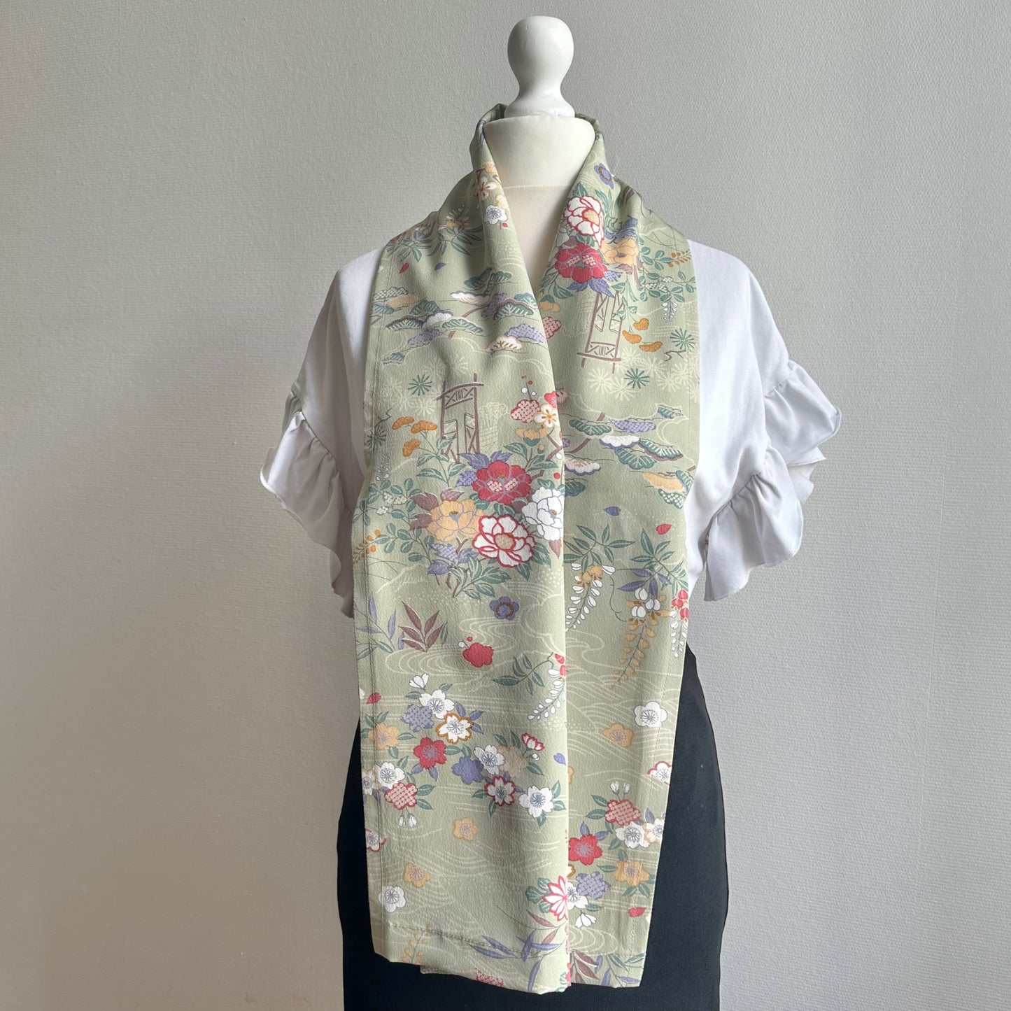 3 ways Silk Kimono scarf, Tax and Shipping fee included Handcrafted, Upcycled, #2132