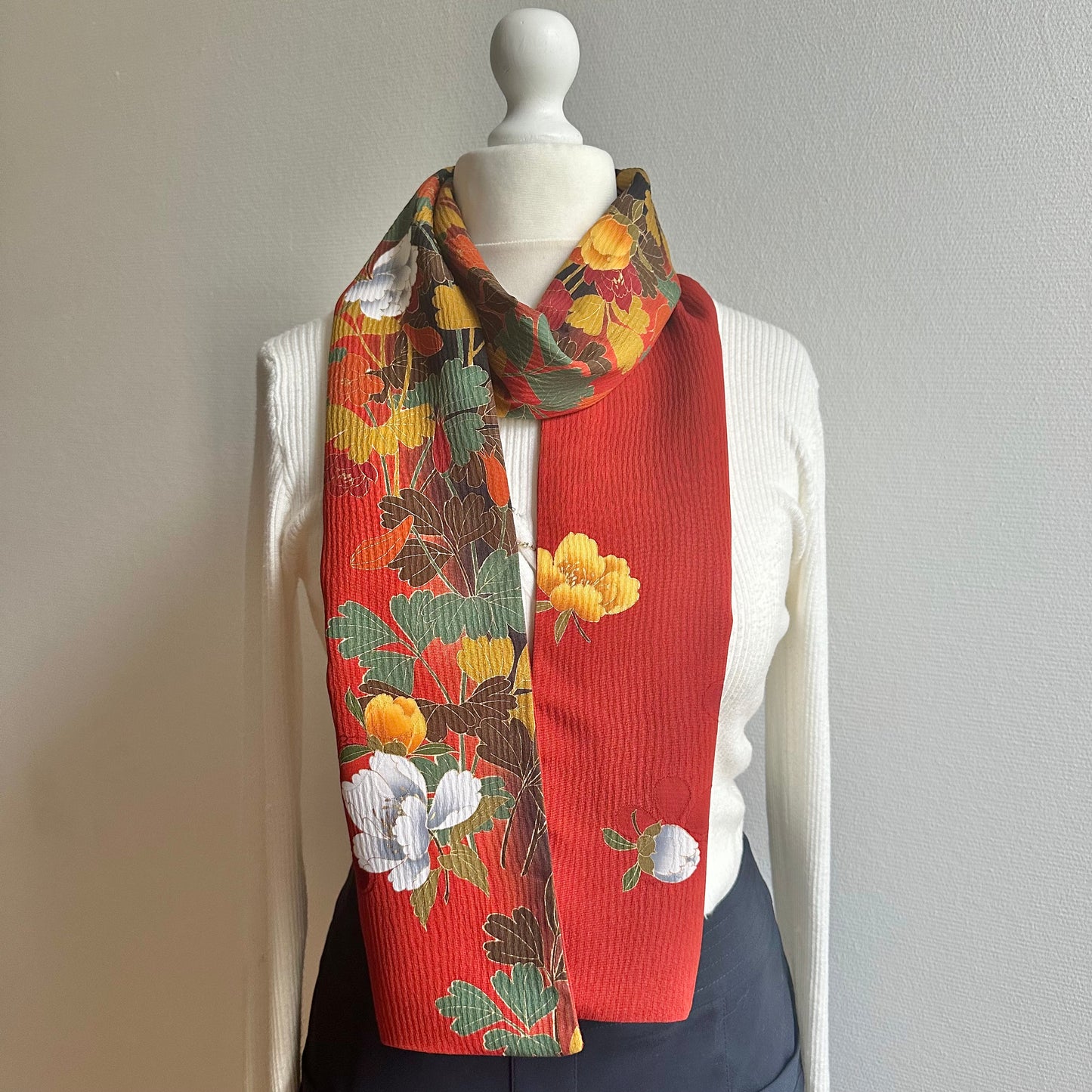 Silk Kimono scarf, Handcrafted, Upcycled, #2080